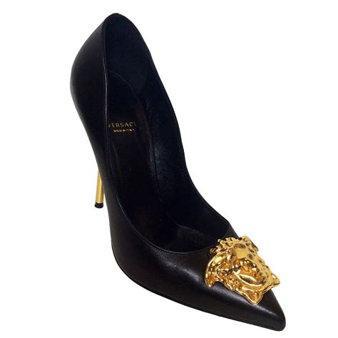 versace black and gold zipper heel|Versace palazzo high heels.